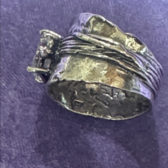 Silver Israel CZ Band Ring